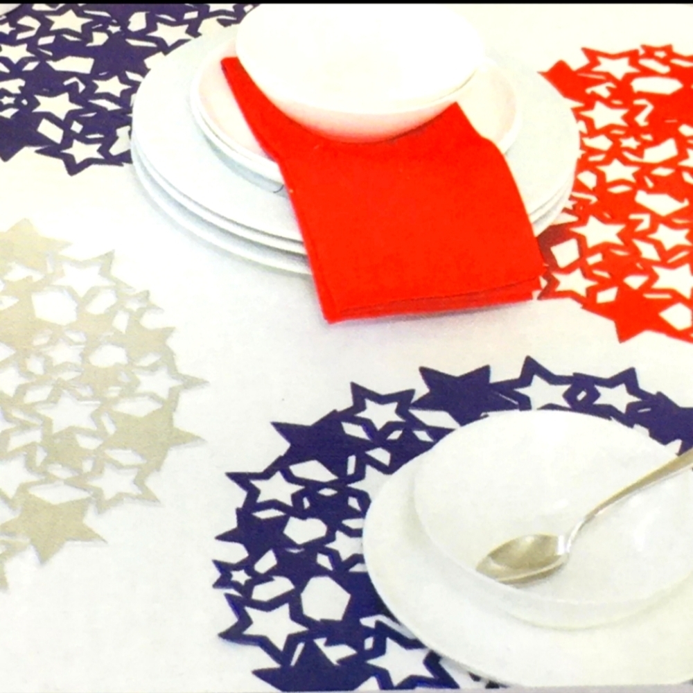 6pc 4th of July Cut Out Stars Vinyl Placemat Set Patriotic Indoor Outdoor Decor - Picture 8 of 13